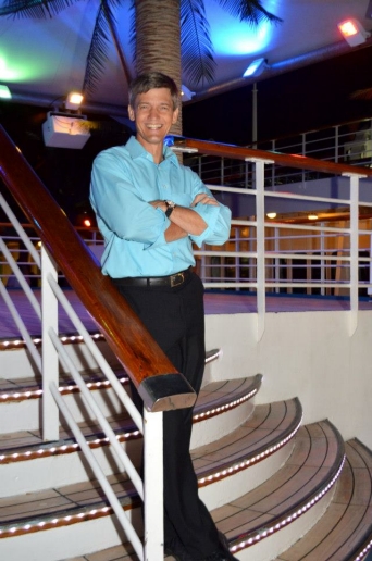 Doug singing on a Gospel Cruise ship