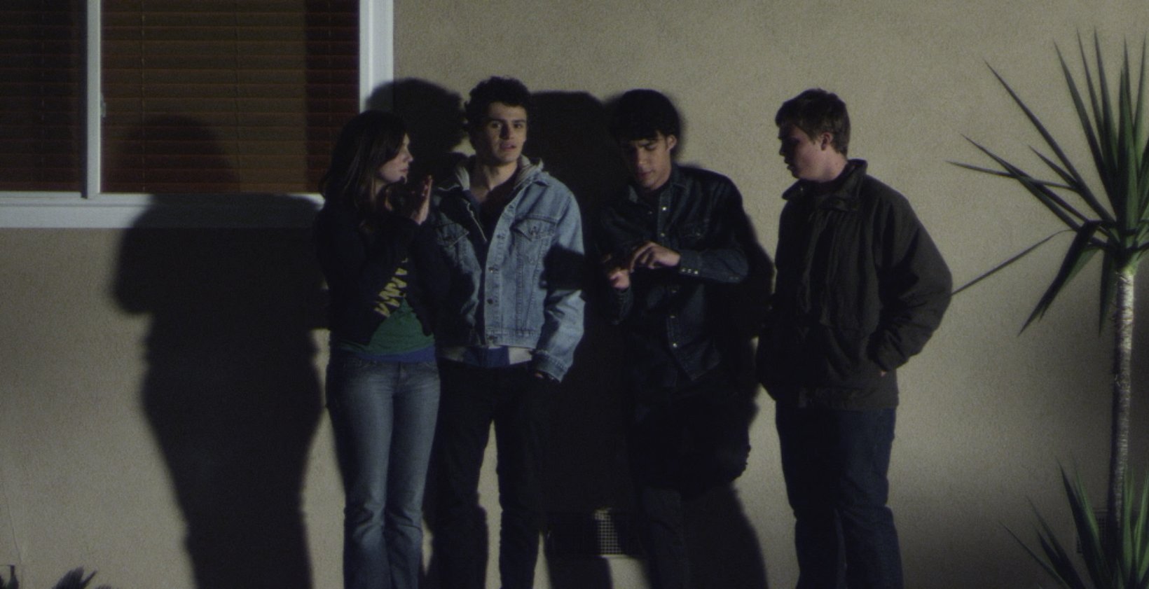 Still of Sarah E. Johnston (Jennifer), Brett Del Buono (Tommy Lemont), Gabriel Benitez (Jack) and Jack Szarabajka (Gabriel) in The Insomniac, 2013.