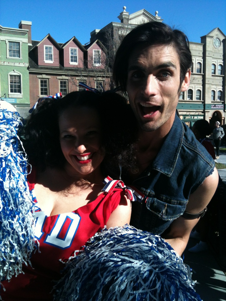 Dellany Peace and Tyson Ritter, lead vocalist and bass guitarist for the band All American Rejects. On set at Universal Lot for the making of BeeKeeper's Daughter