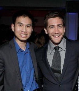 Actor Jake Gyllenhaal with Michael Nguyen (L) attend the after party for the 'Source Code' Los Angeles Premiere at Boulevard3 on March 28, 2011 in Los Angeles, California.