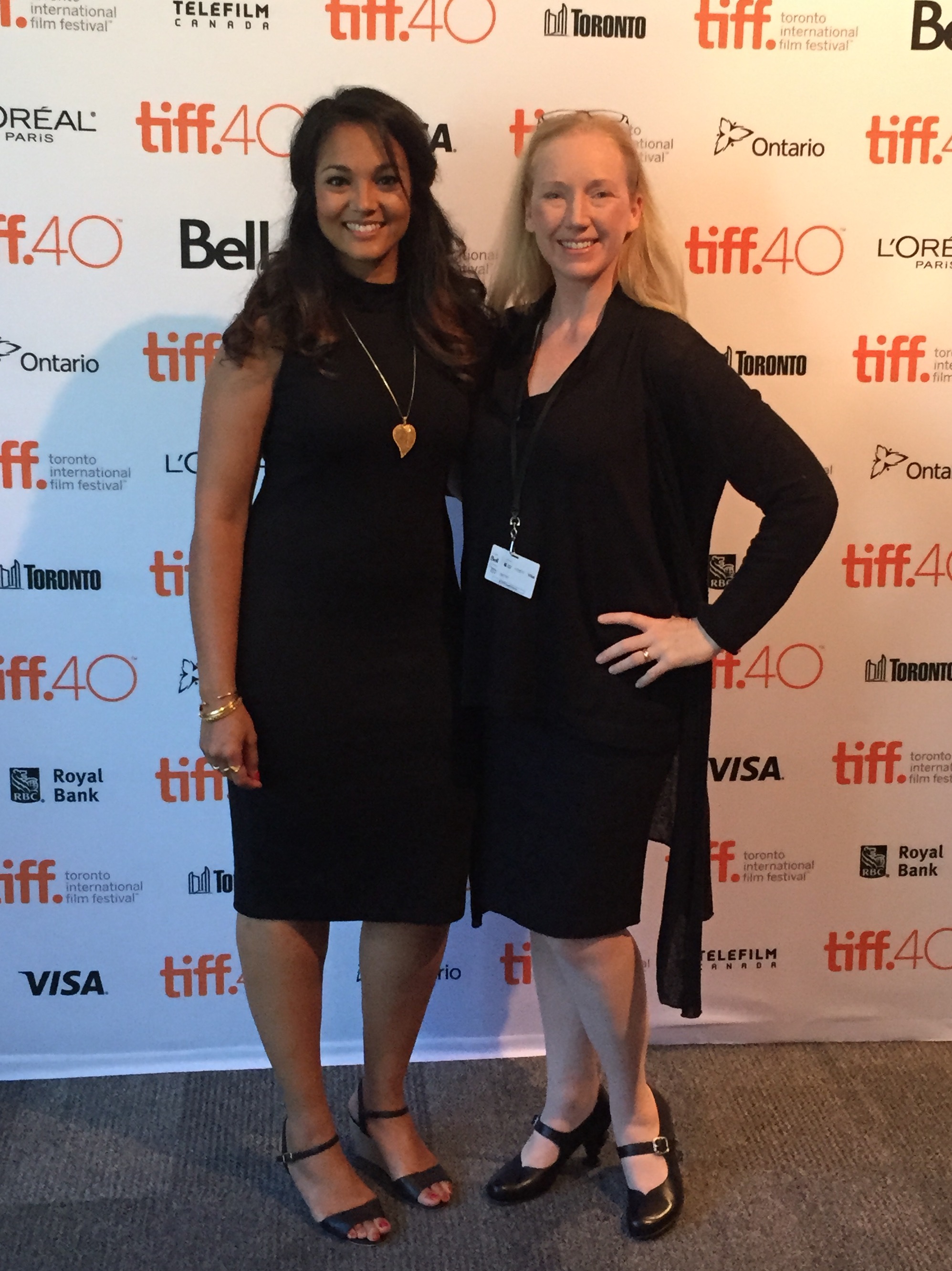 Amanda Burke at TIFF 2015 - representing Women in Film & Television. Here with producer Komal Mingas, after early morning panel discussion.