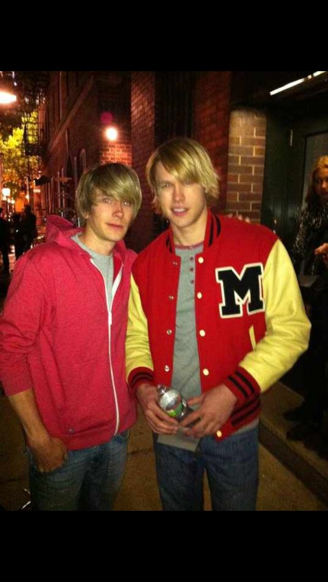 Caine Sheppard & Chord Overstreet on set of GLEE.