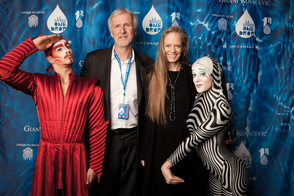 James Cameron, Suzy Amis and Sancho Martin (Lead Contortionist/Movement Character Actor) at Cirque du Soleil 