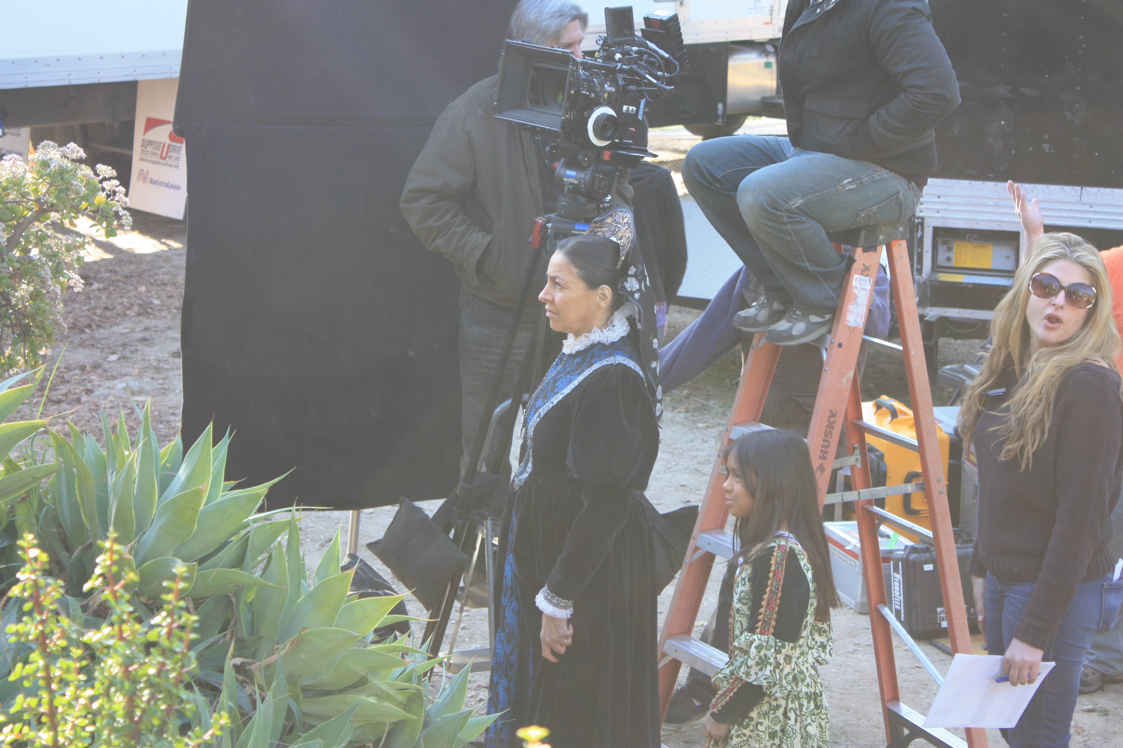 Maile on set filming the Exquisite Tenderness of Santa Rosa de Lima