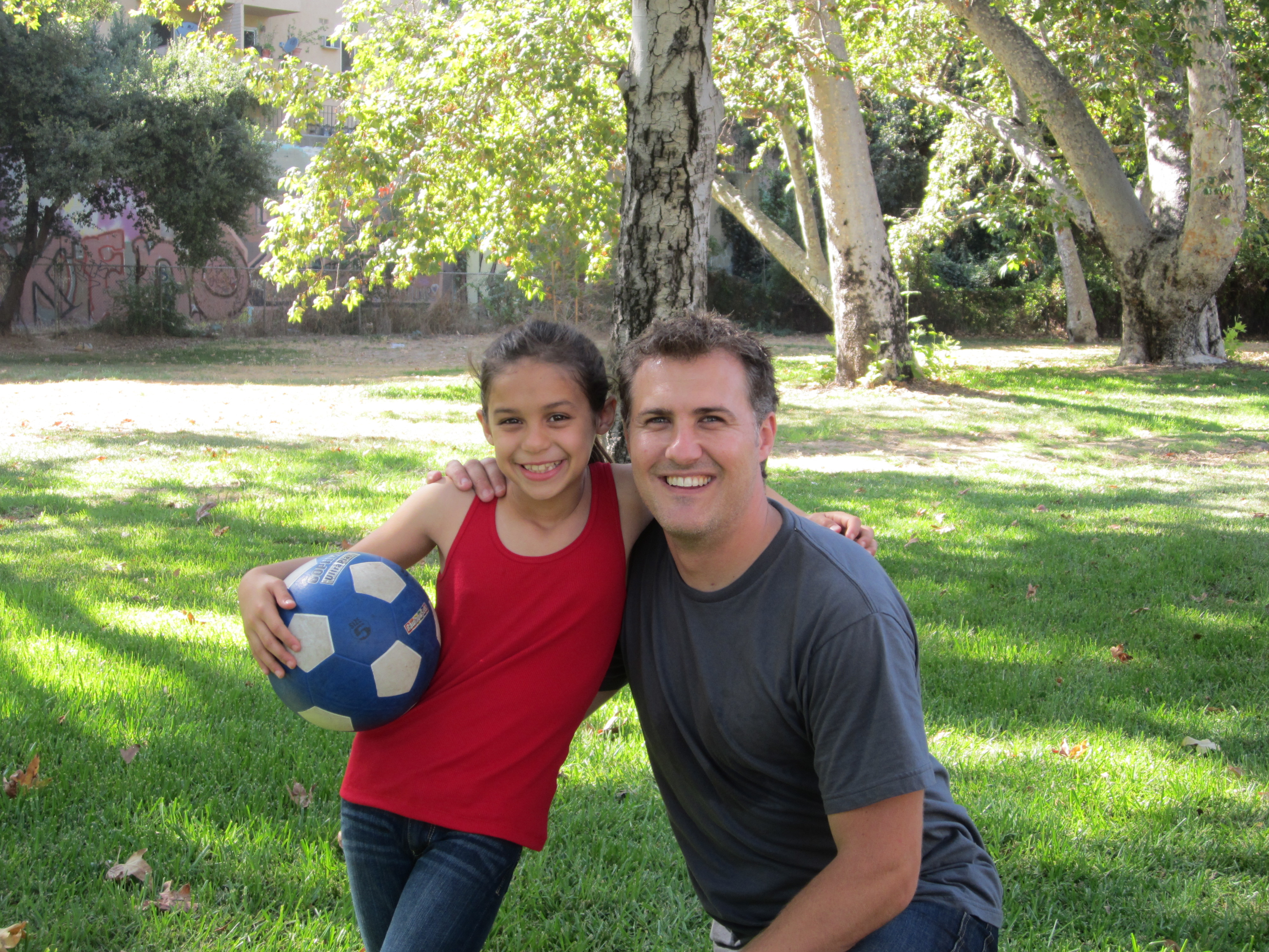 Maile with Brad Hills. on set filming the film PARDON.