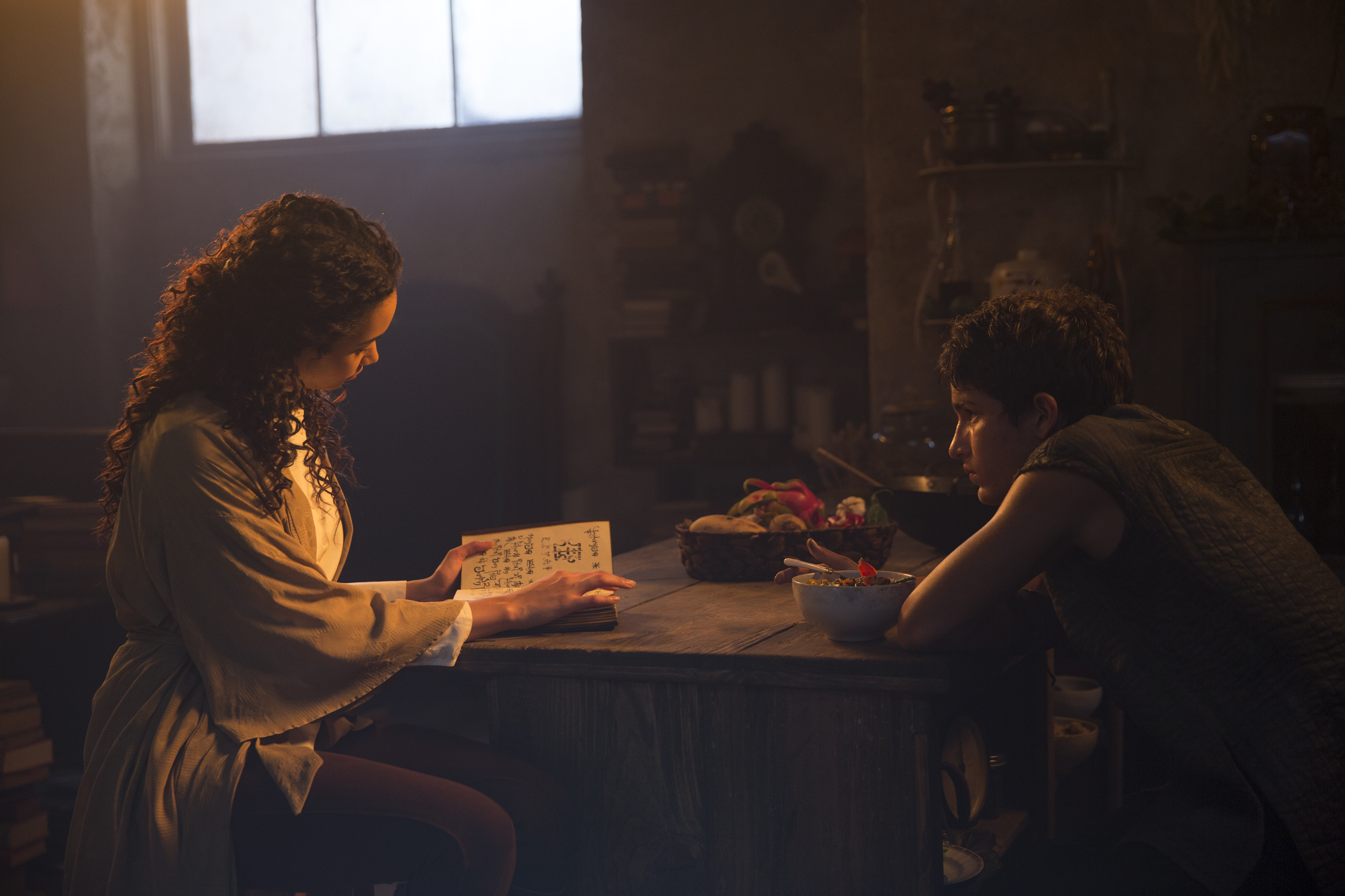 Still of Aramis Knight and Madeleine Mantock in Into the Badlands (2015)
