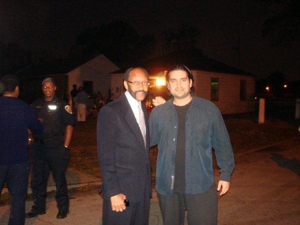 Mayor Rudy Clay and Ronnie Banerjee at Michael Jackson's house (Gary, Indiana) on the set of Larry King Live