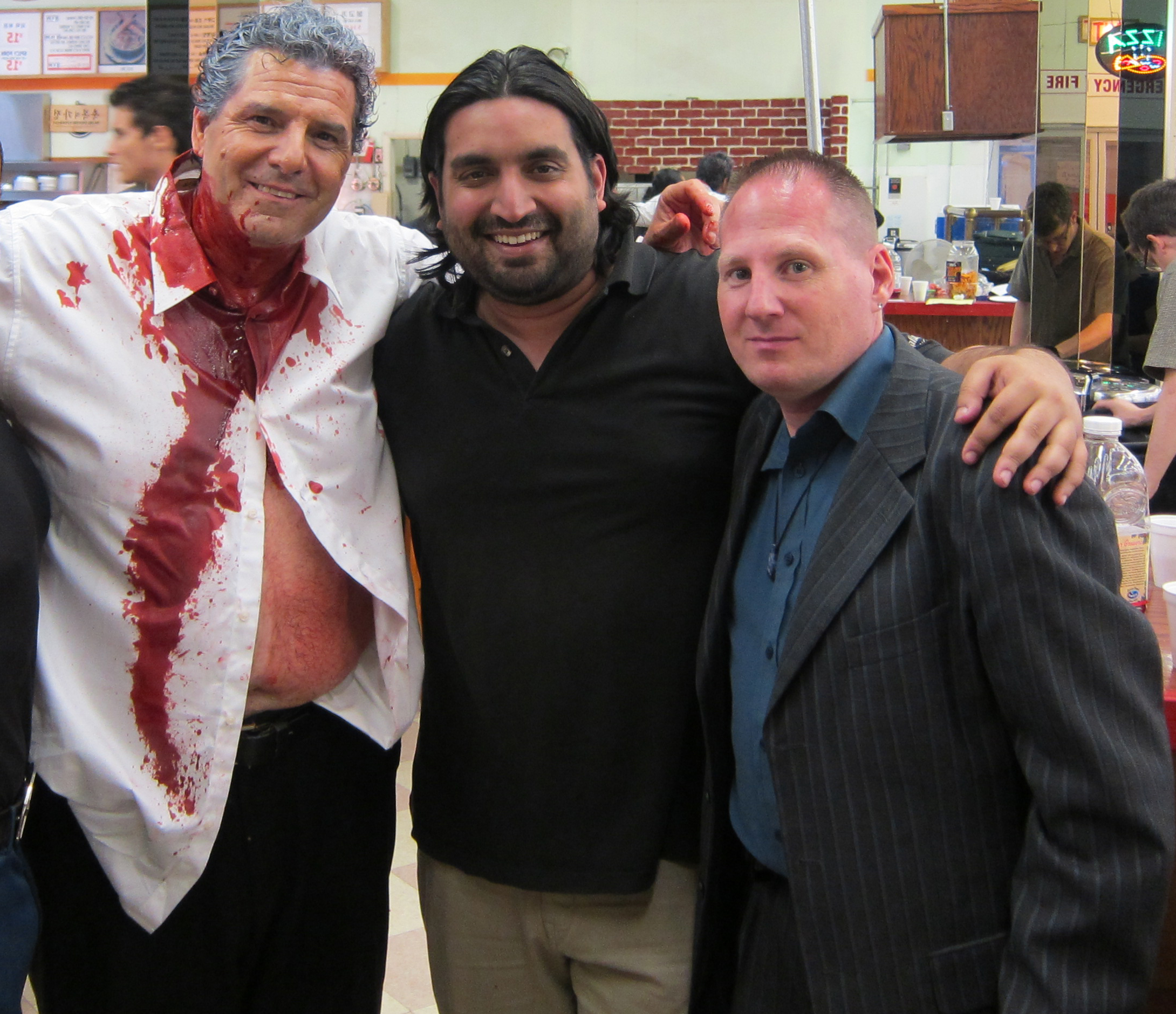 Rich Rossi (He's Way More Famous Than You, Knuckleheads), John Thomas (NYC casting director) and Ronnie Banerjee on the set of Night Bird
