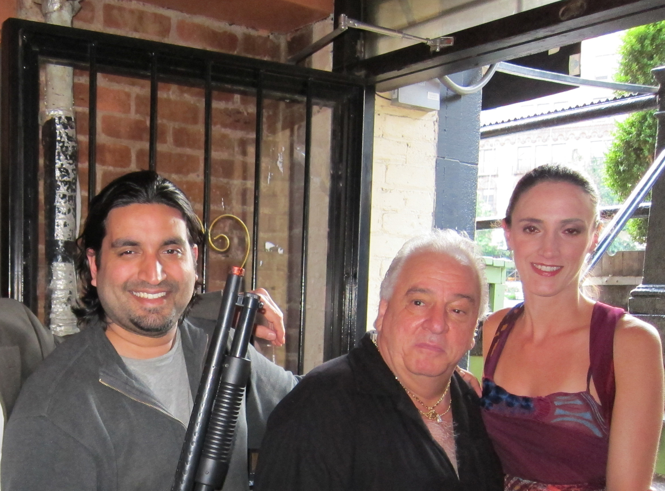 Vinny Vella (Casino, The Sopranos, Kill the Irishman), Miriam Weisbecker (He's Way More Famous Than You, Blemished Light) and Ronnie Banerjee on the set of Night Bird