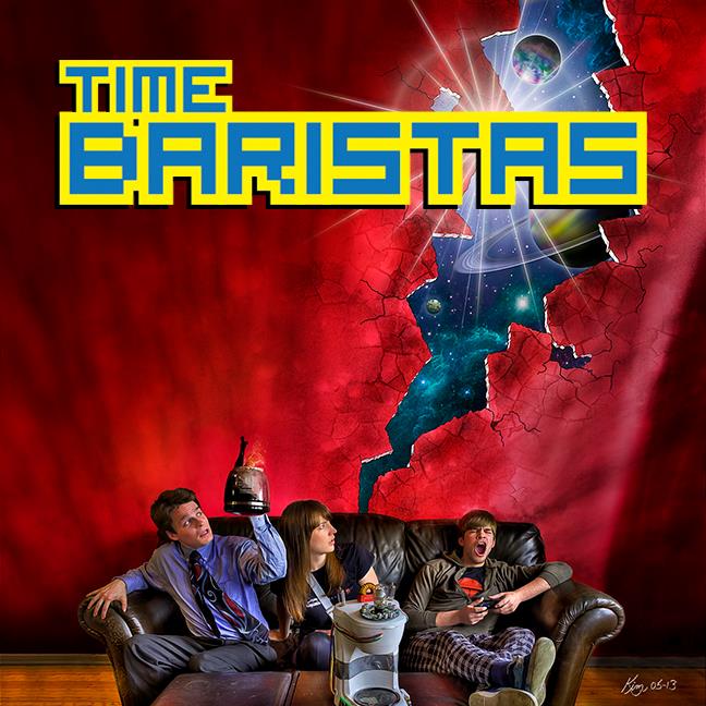 Official poster for Time Baristas featuring Iain LaCourt and Jessica Hainer.