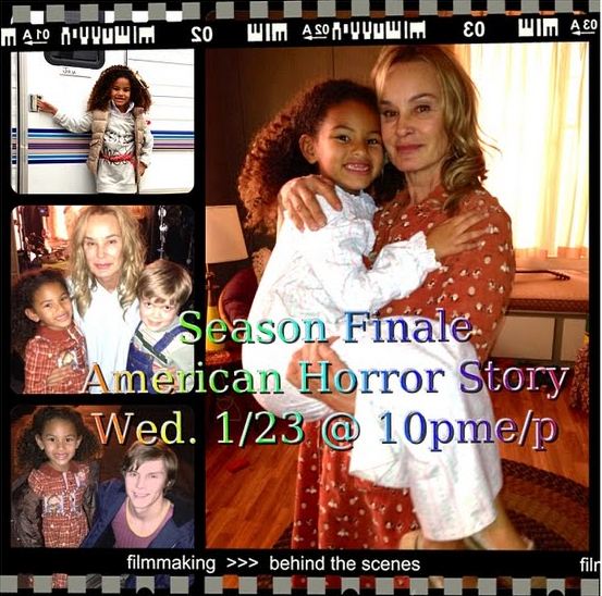 Behind the Scenes of American Horror Story:Asylum Season Finale: Madness Ends 2013 Sade Kimora Young, Jessica Lange, & Evan Peters