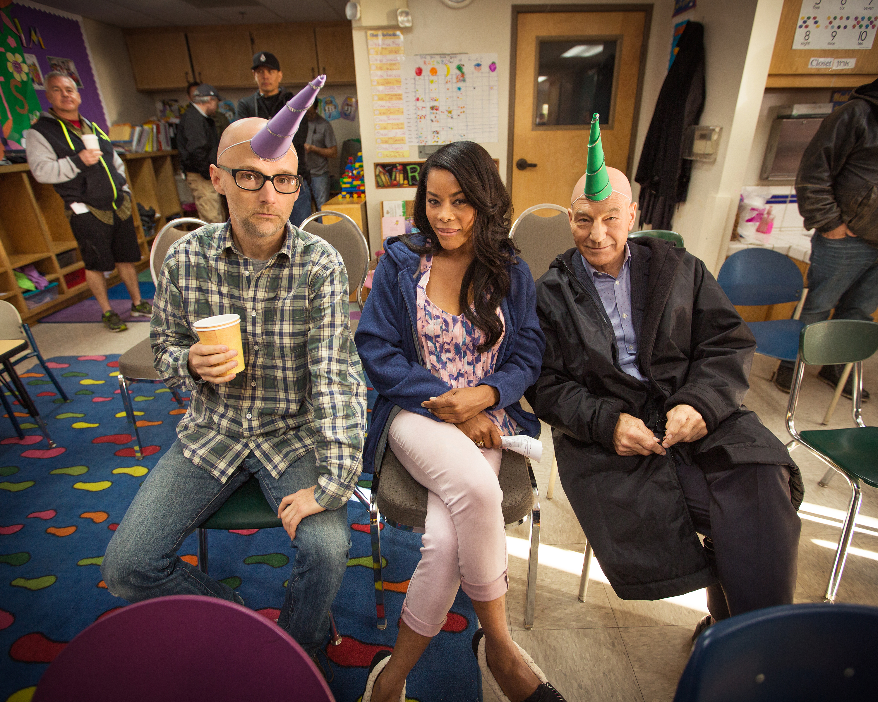 Still of Patrick Stewart, Moby and Golden Brooks in Blunt Talk (2015)