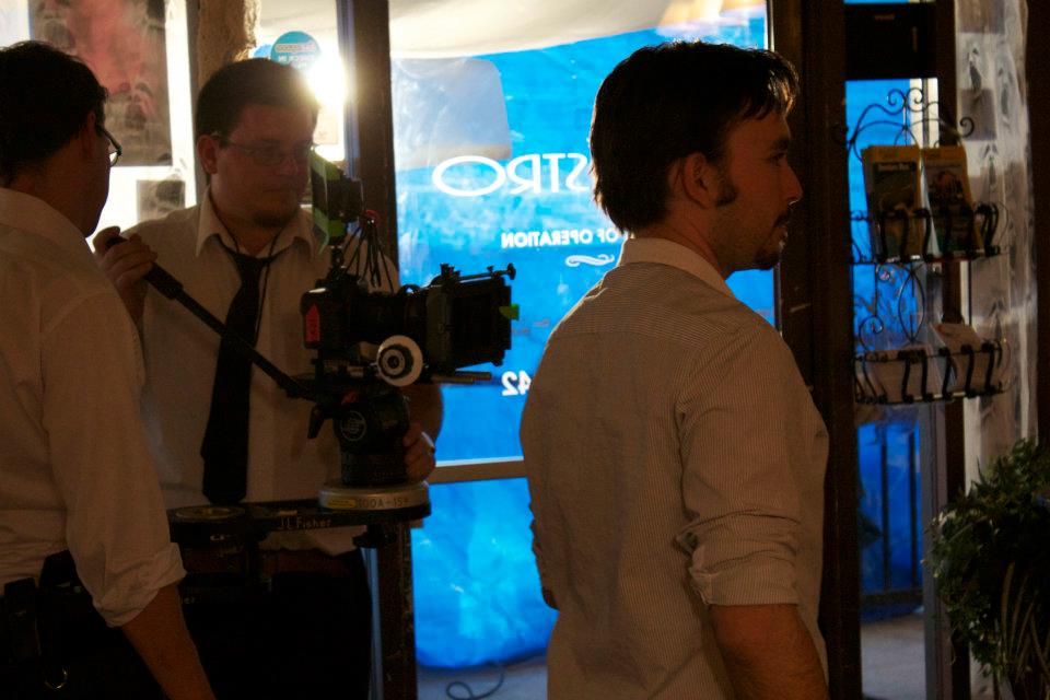 Matthew Walker (foreground) and Chris Bond (Background) on the set of 