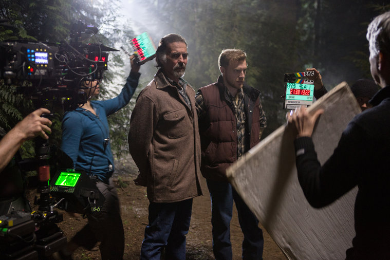 Paul on set of Grimm with Jeff Fahey.