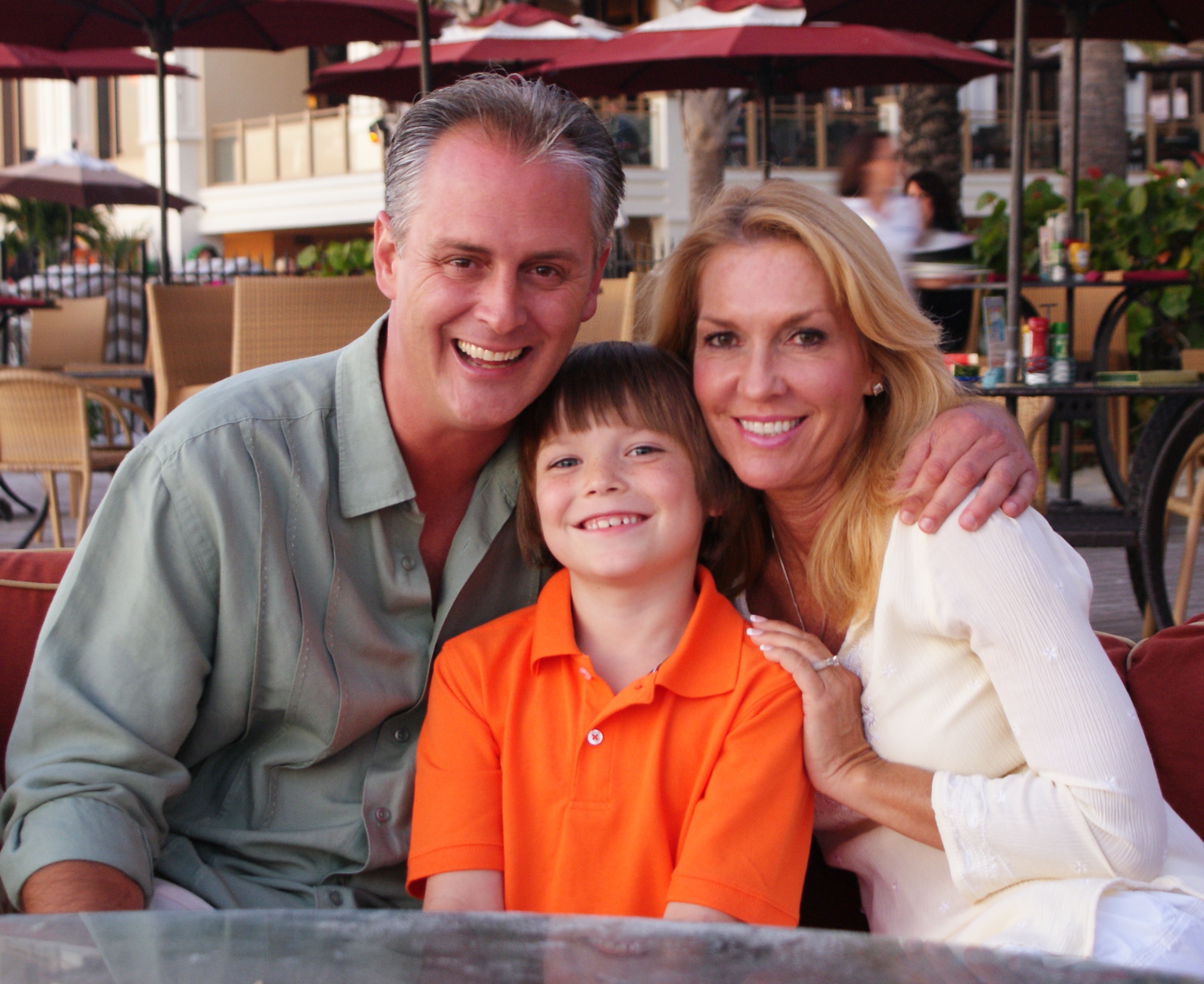 Lucas Martin on set Sandpearl Resort Commerical with acting mom (Gail Lotze) and dad (Cliff Barrineau)