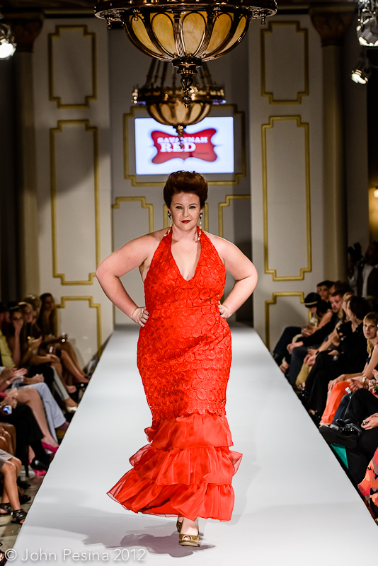 CJ in the Savannah Red finale gown at ATX Fashion Week 2012.