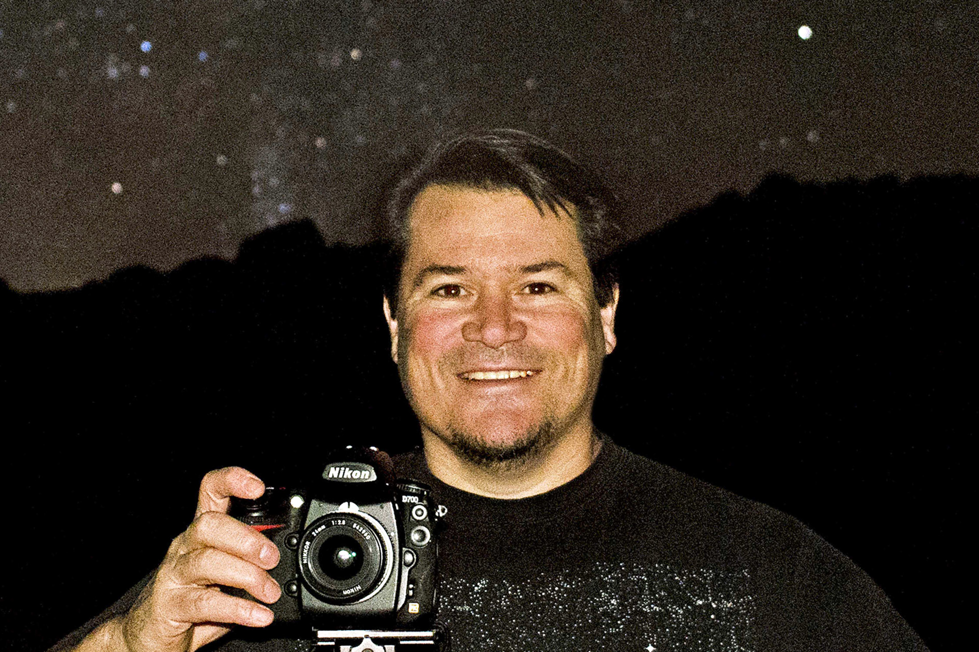 Tony Rowell under the stars in the Sierra Nevada September 2012.