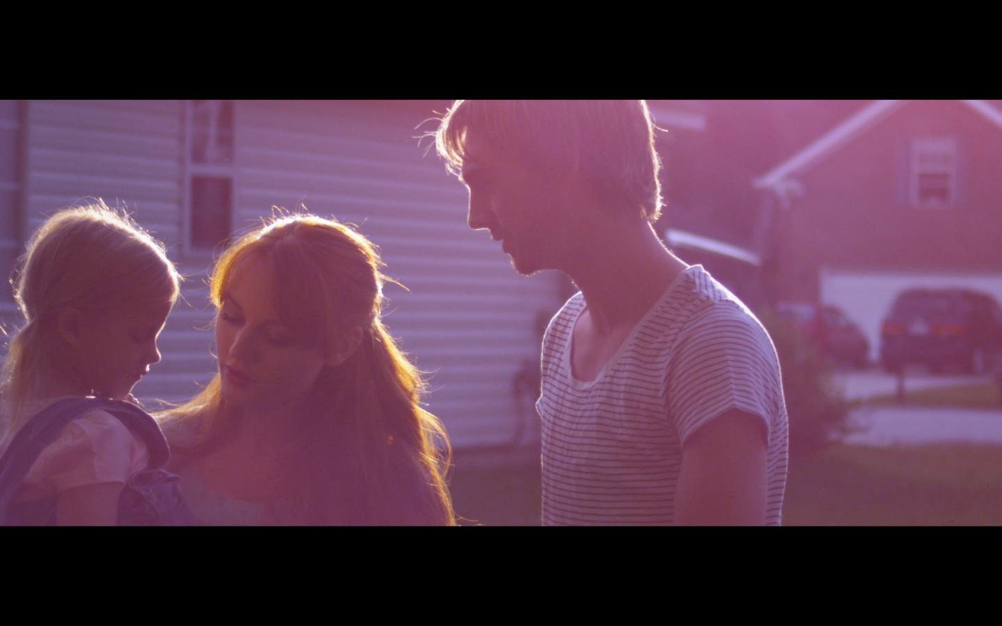 Production still from the short film Rearview with on-screen mom and dad, Courtland Jones and Travis Grant.