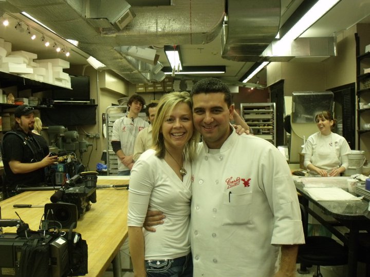 Buddy Valastro and Jodie Shultz in-between the filming of an episode of the hit show, The Cake Boss.