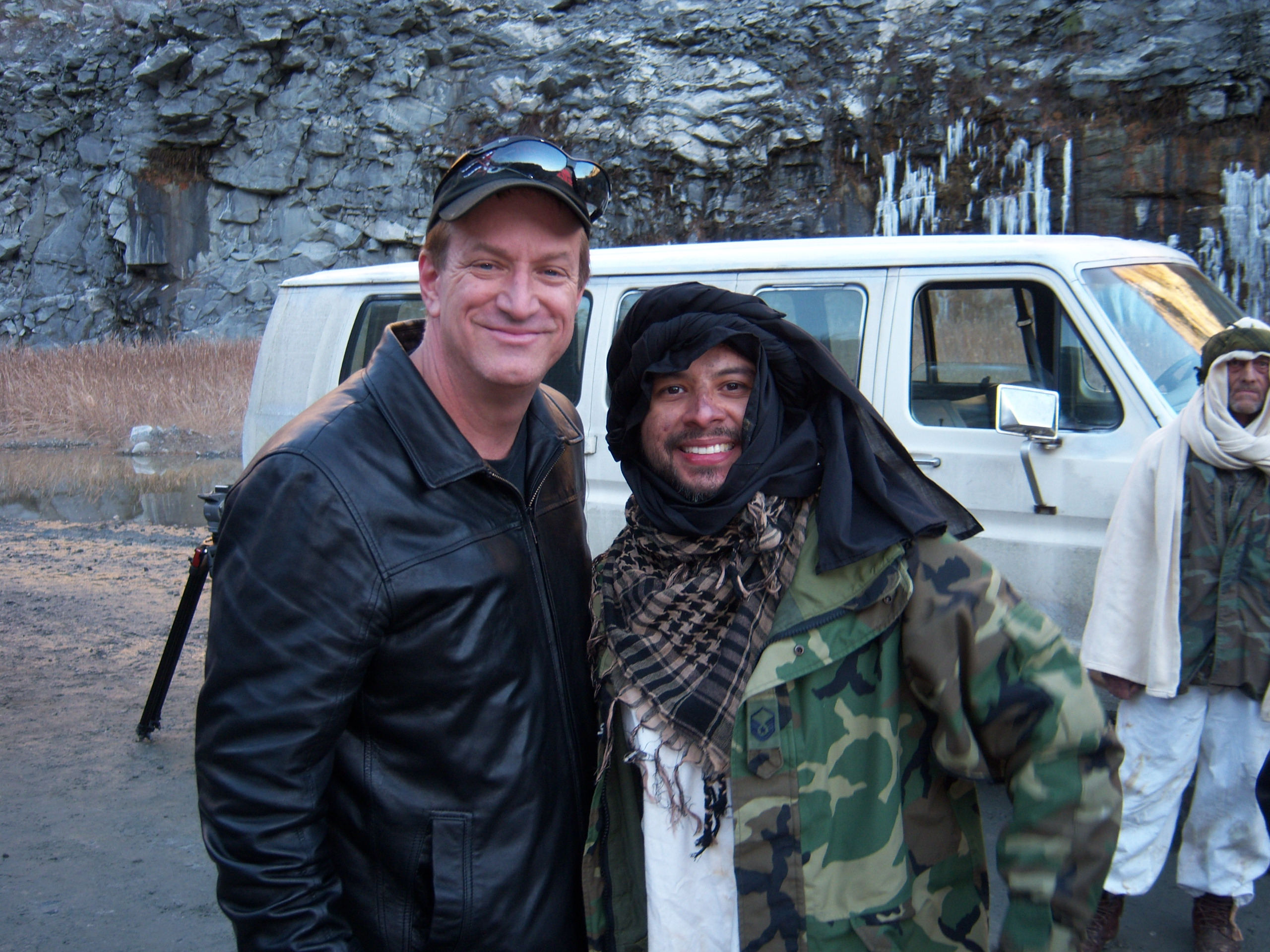 Bill Rahn and Rigo Nova (as Taliban Soldier) on the set of Virtuous.
