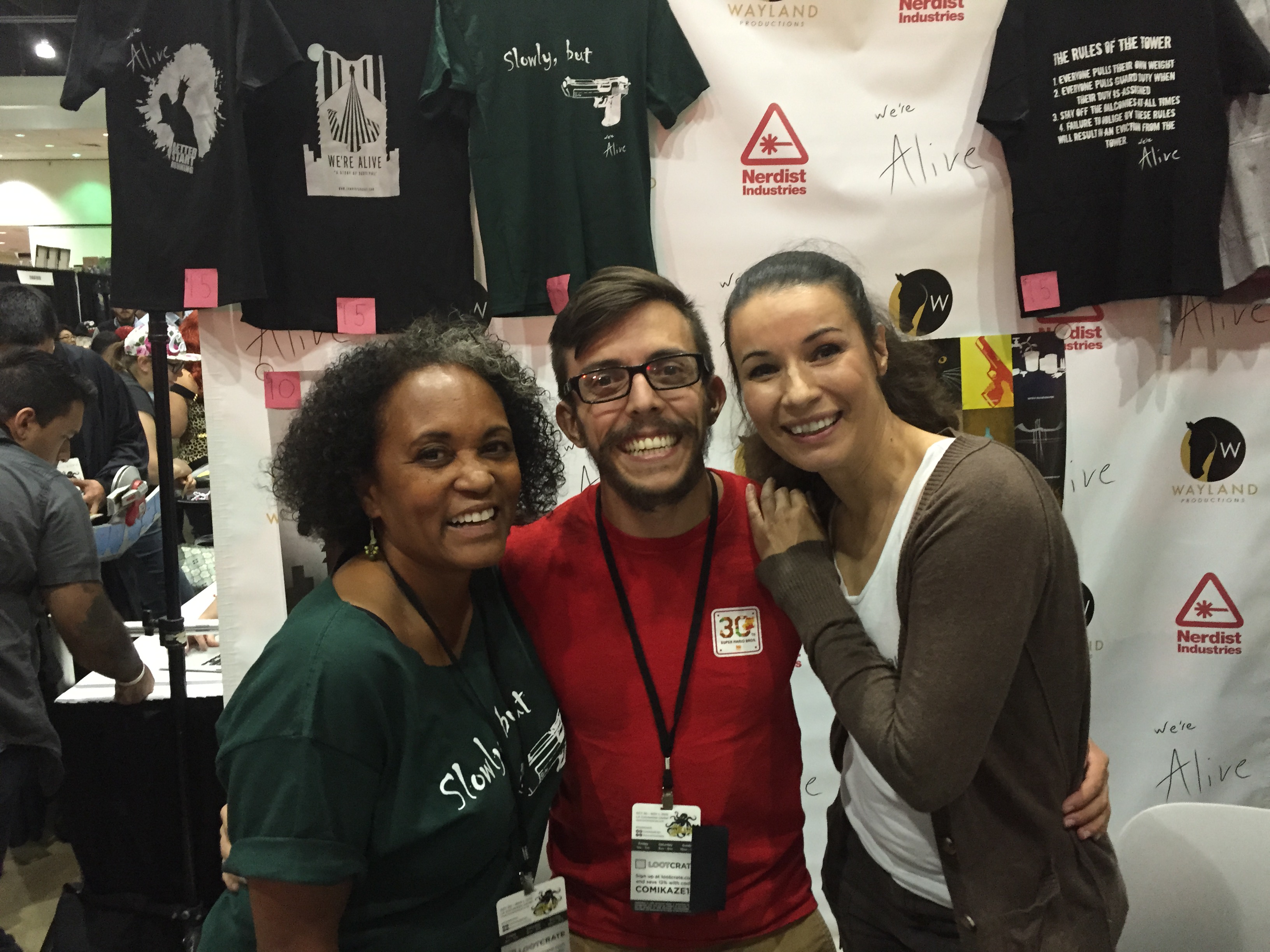 Myself, Grayson Stone and Claire Dodin, at our WE'RE ALIVE booth at Stan Lee's Comikaze 2015!