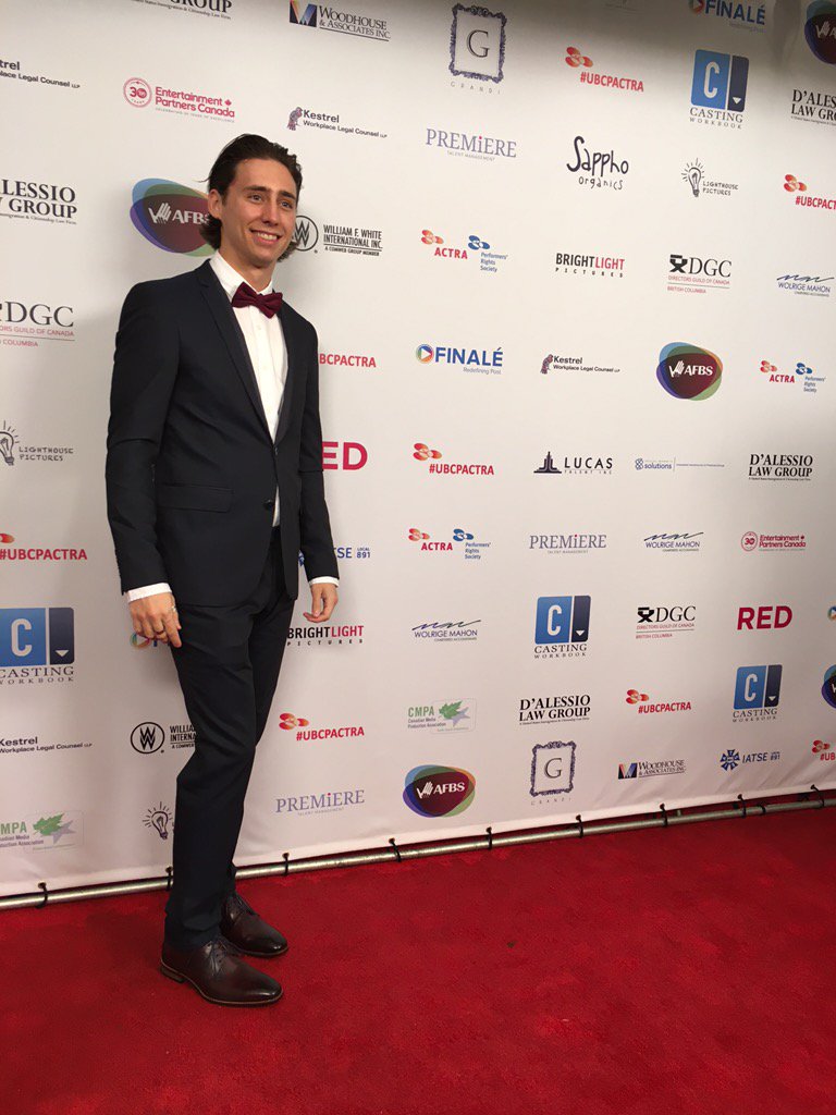 Best Emerging Performer Nominee, Zachary Gulka at the 2015 UBCP/ACTRA Awards.