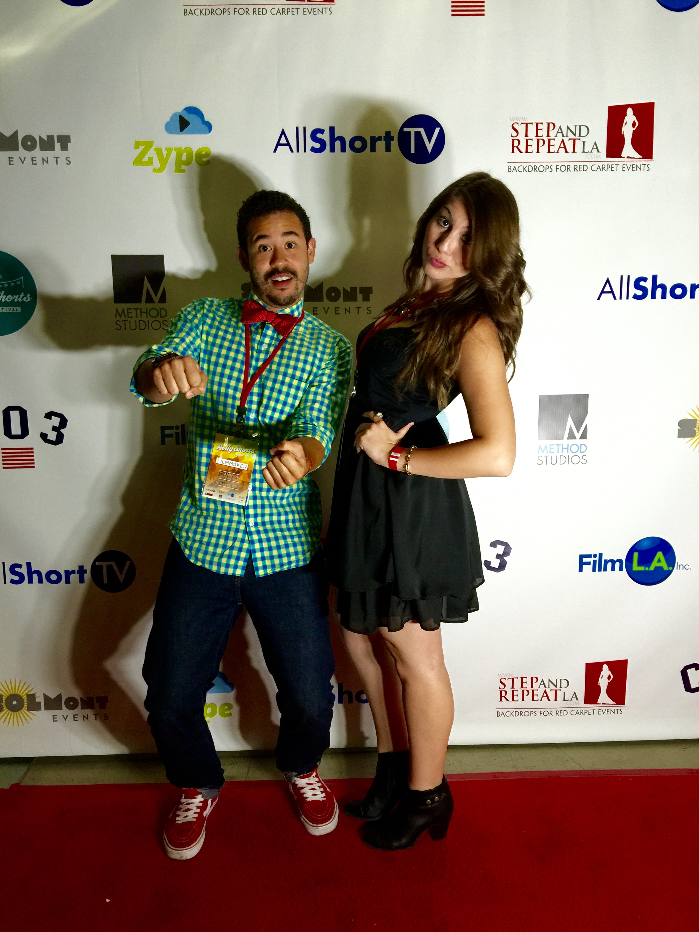 Dickie Hearts with co-star Amanda McDonough at the Hollyshorts Film Festival for their short film, 