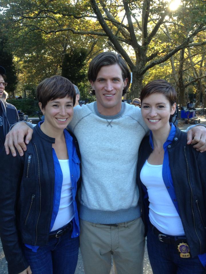 Andy Peeke with Chyler Leigh on the set of NBC's 