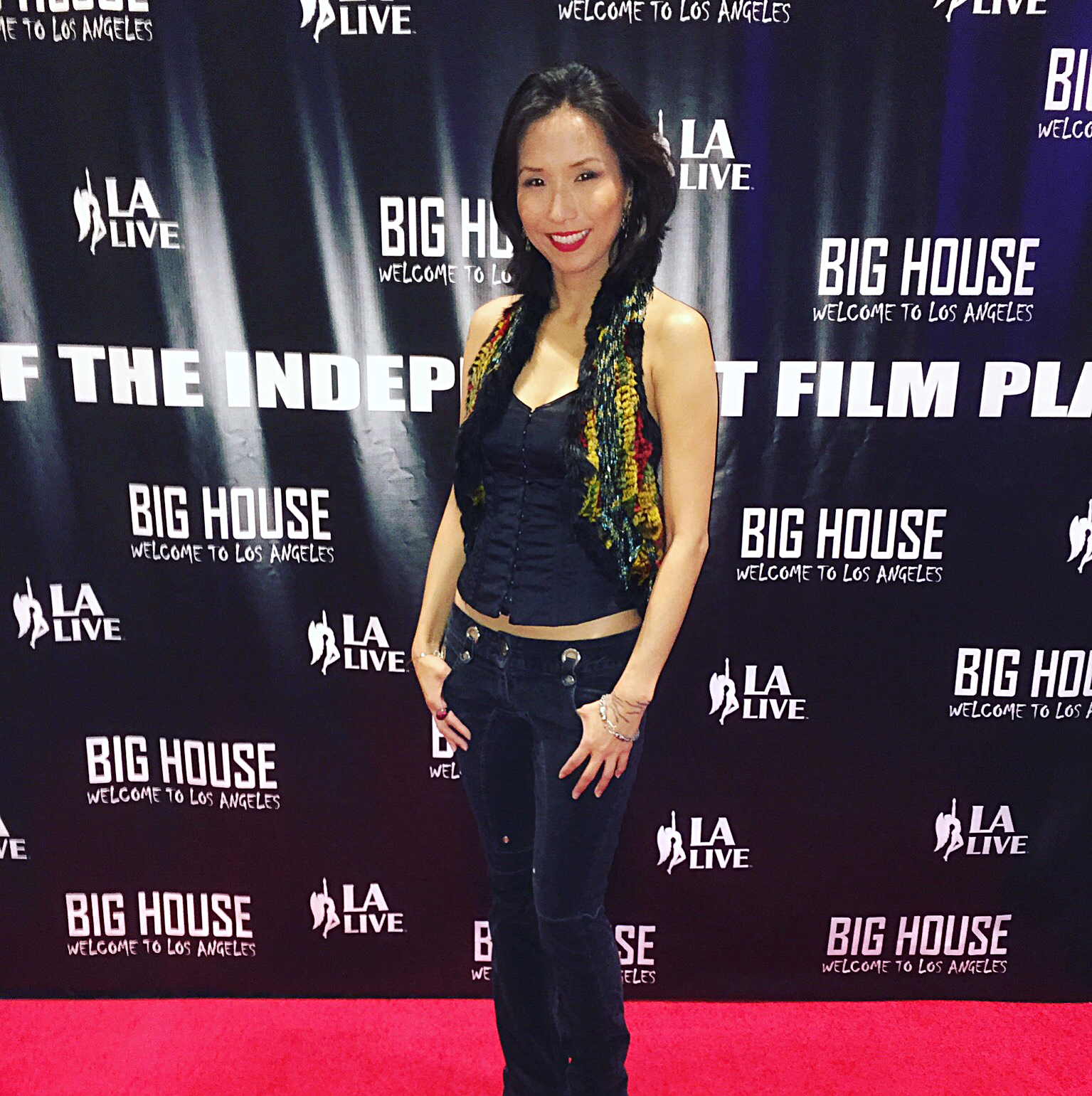 Writer/director/actor Tora Kim at the premiere of her film CONSTELLATION 13 WOLVES on Nov 4, 2015, at LA Live.