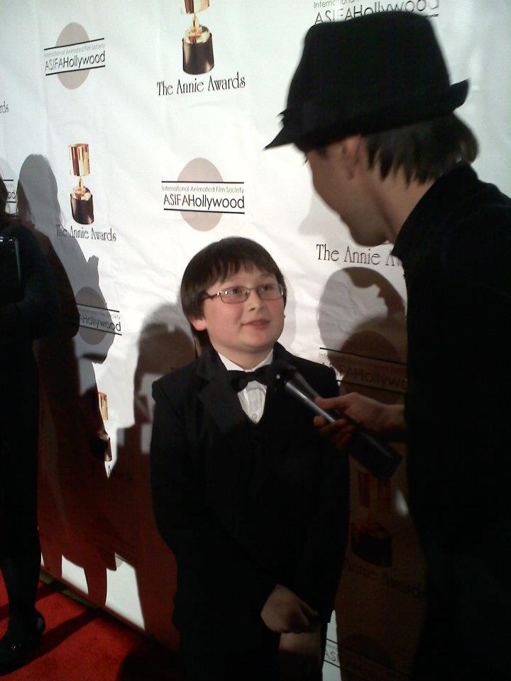 Matthew being interviewed on the red carpet at the 39th Annual Annie Awards, in Los Angeles, CA, Feb 4, 2012.