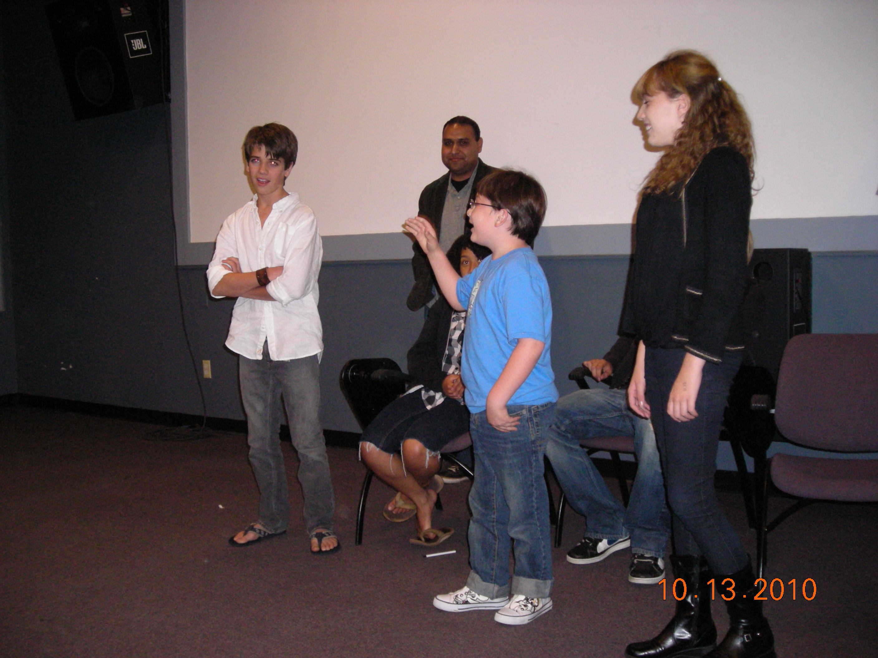 Matthew Wayne answers a question, after a private screening of the short film: WURM. October, 2010.