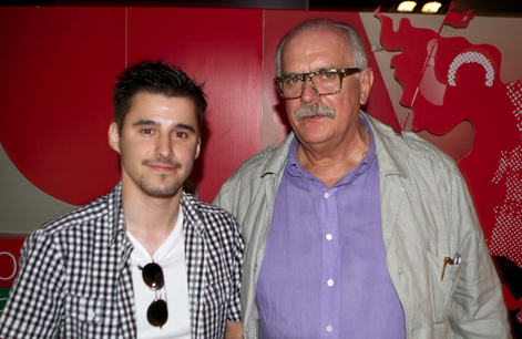 Producer Josh Wood meets Academy Award-winning director Nikita Mikhalkov during 33rd Annual Moscow International Film Festival on June 26, 2011 in Moscow, Russia.