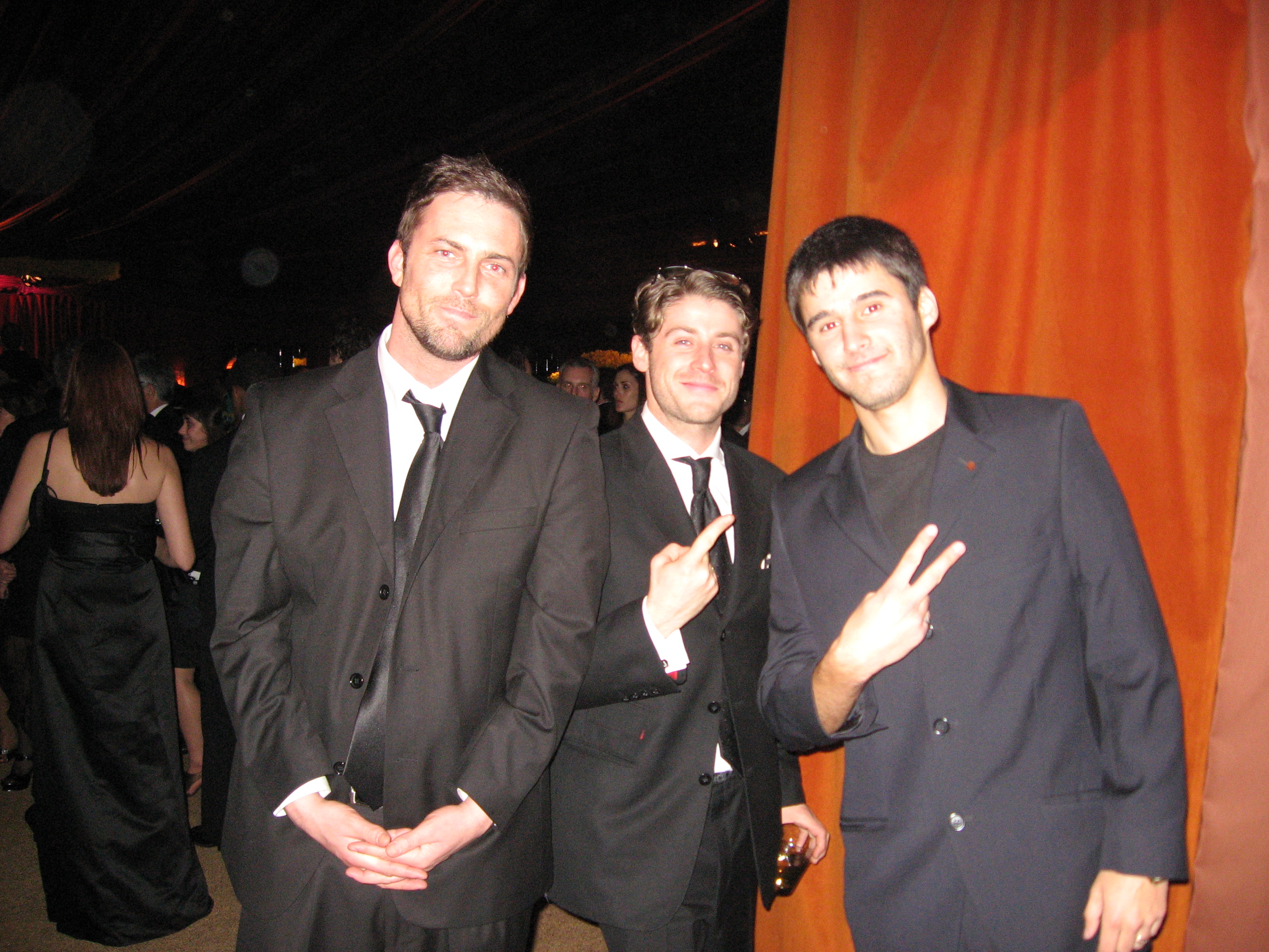 (L-R) Actors Chris Flynn, Jon Abrahams and producer Josh Wood attend the 15th Annual Screen Actors Guild Awards cocktail party held at the Shrine Auditorium on January 25, 2009 in Los Angeles, California.