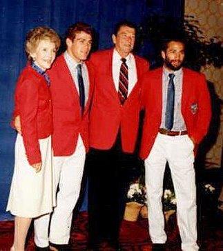 Mark (left) and Dave Schultz with President and Mrs. Reagan