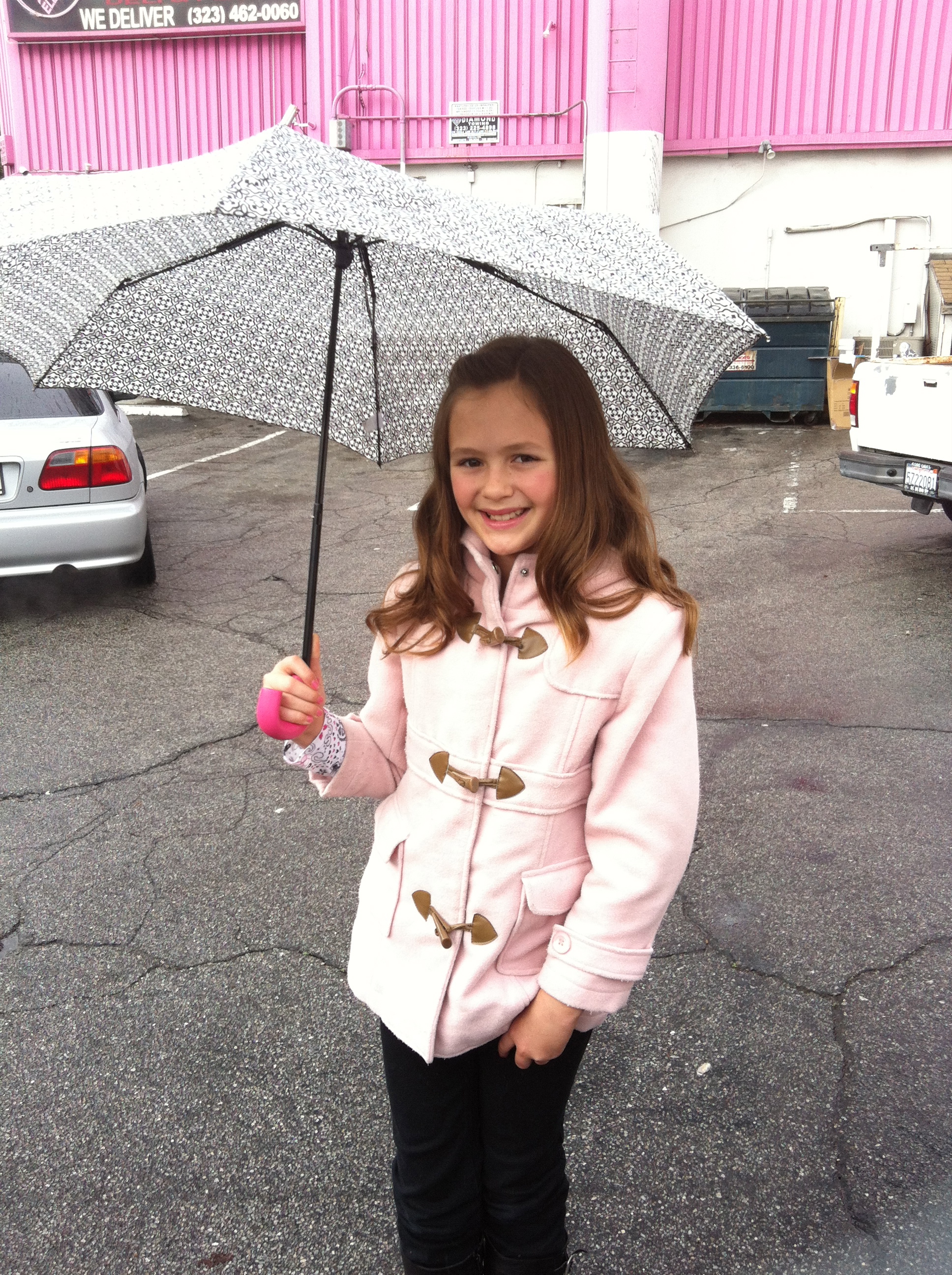 on set in the rain for the film 