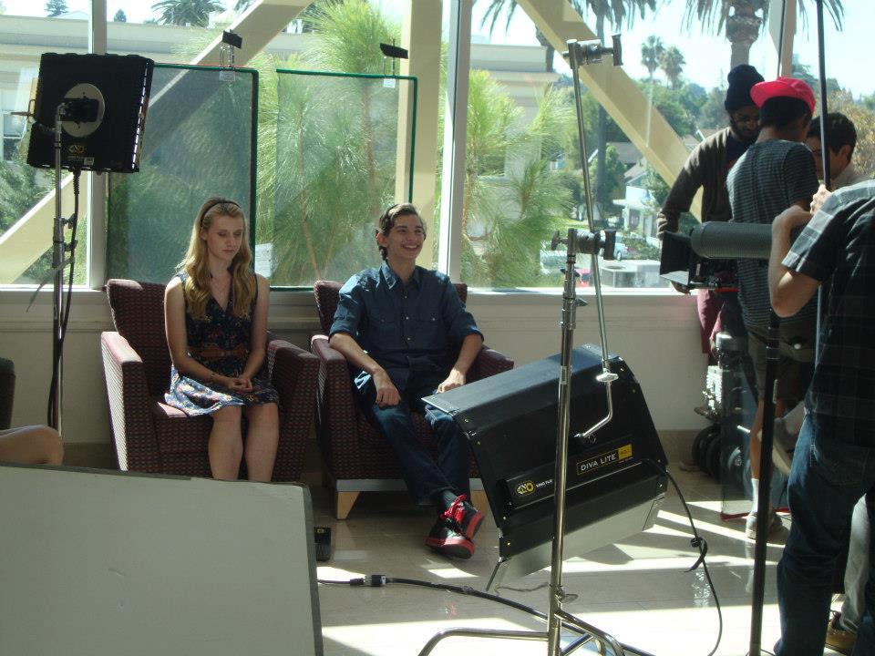Nicole Tompkins and Andy Scott Harris on the set of 