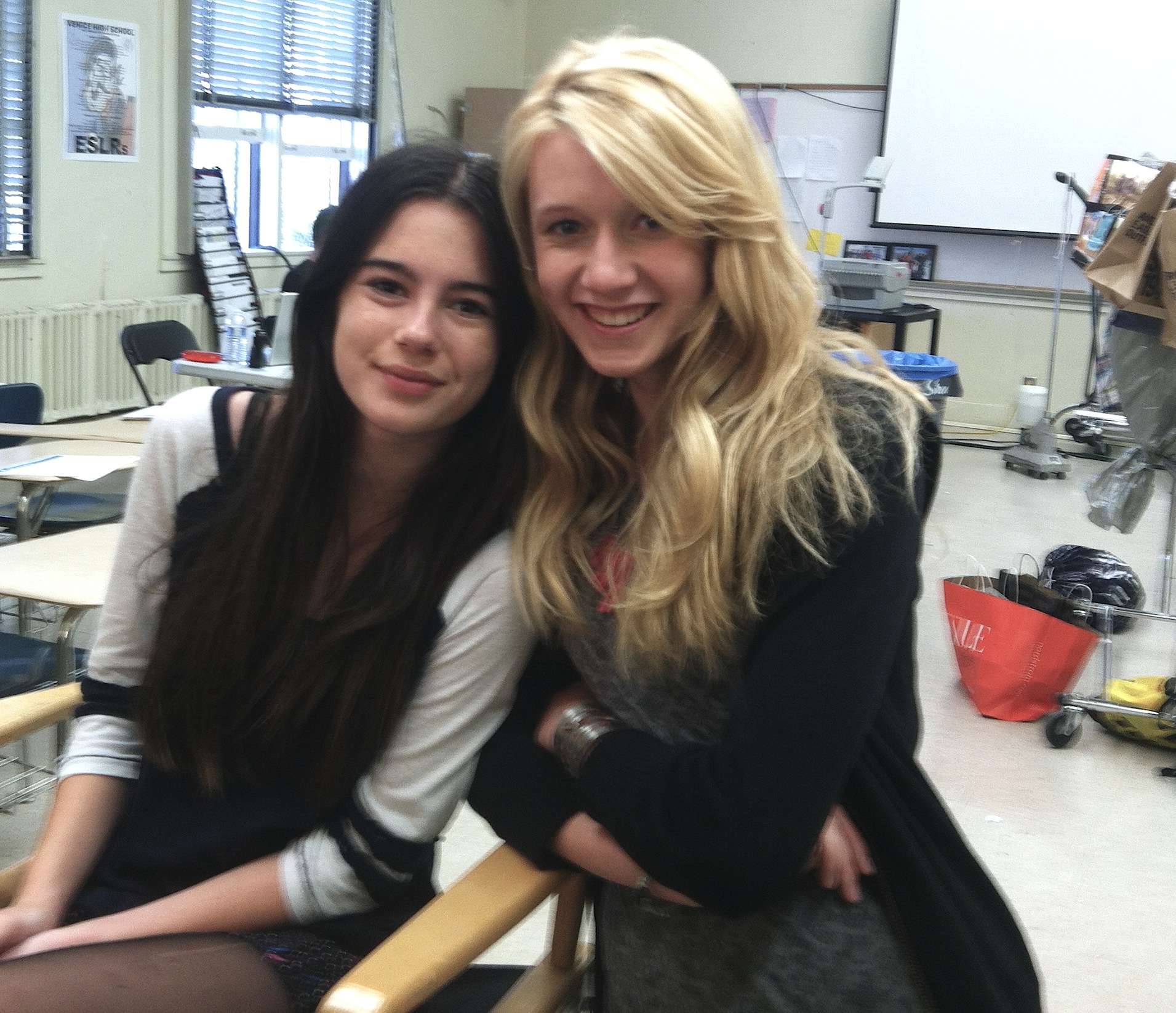 Nicole Tompkins and Maddie Bill when shooting a Anti-Bullying PSA