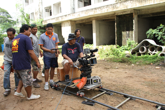 Film crew on Camera one Gong director of Som Tum.