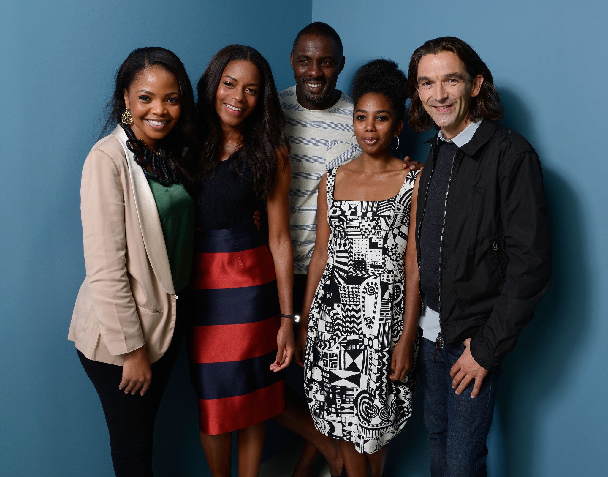Justin Chadwick, Idris Elba, Naomie Harris, Terry Pheto and Lindiwe Matshikiza at event of Mandela: ilgas kelias i laisve (2013)