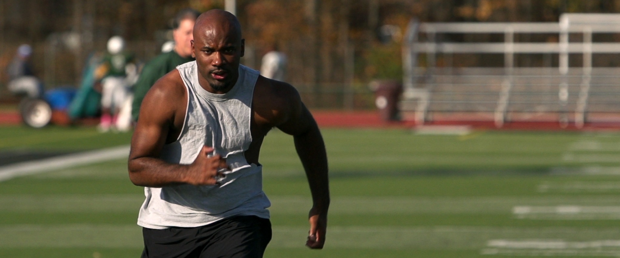 Johnathon L. Jackson running some drills as Dominique Hathaway in #50Fathers (2015