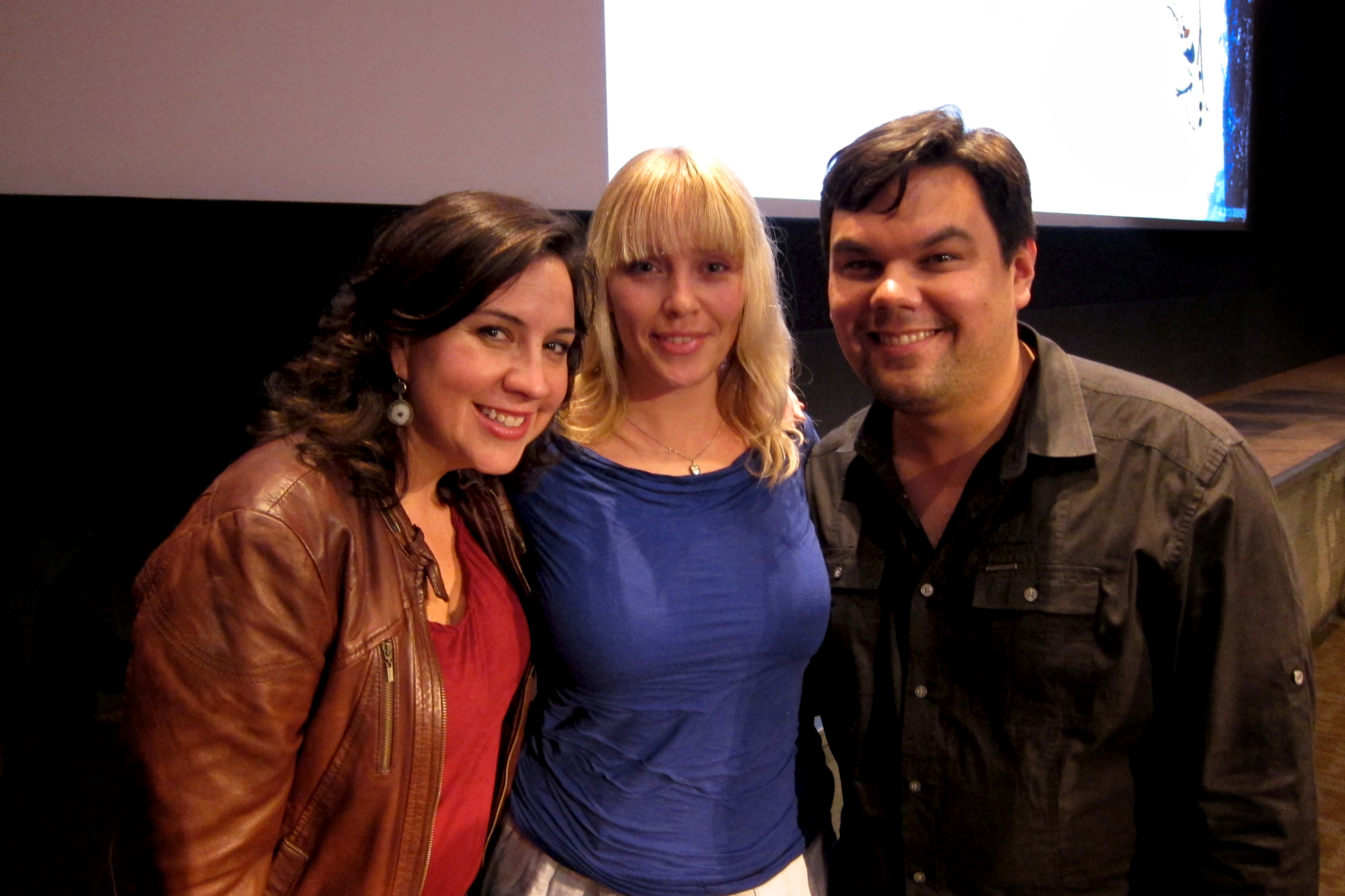 Christine Hals with Oscar winners and Frozen song writers Kristen Anderson-Lopez and Bobby Lopez at a pre-screening of Frozen. Location Disney studios, Burbank.
