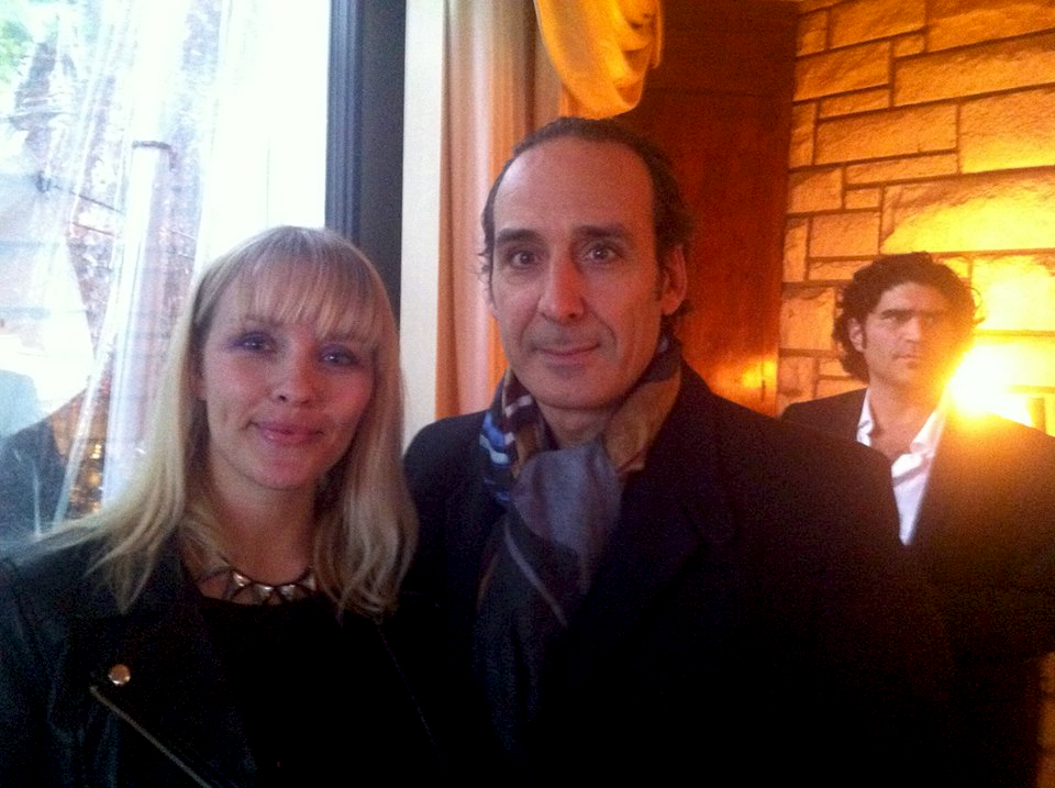 Christine Hals and film composer Alexandre Desplat celebrating his 6th Oscar nomination at the Pre-Oscar party for the music nominees 2013. Location John Cacavas residence, hosted by the Cacavas family and the SCL