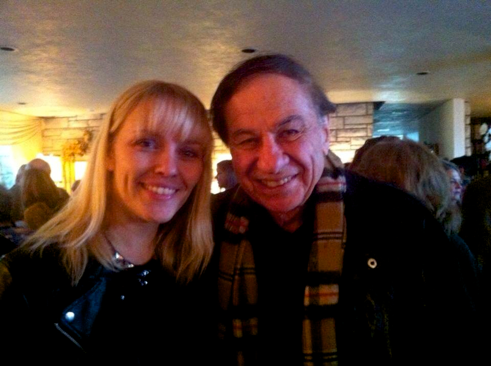 Christine Hals with legendary Disney songwriter Richard Sherman at the pre Oscar party for the 2013 music nominees. Hosted by the Cacavas family and the SCL.