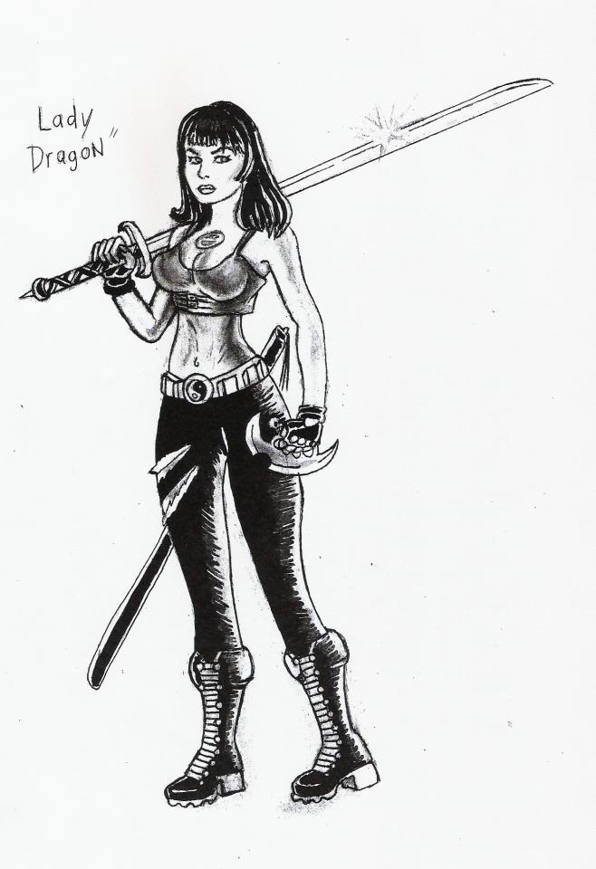 Early concept art for Kristina Michelle as Lady Dragon.