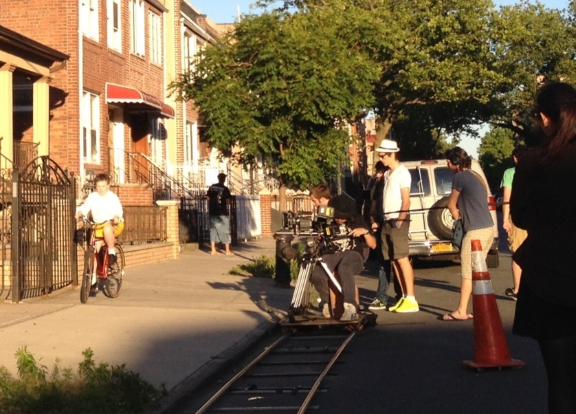 Andrew Heaton Travis on the set of The Bicycle