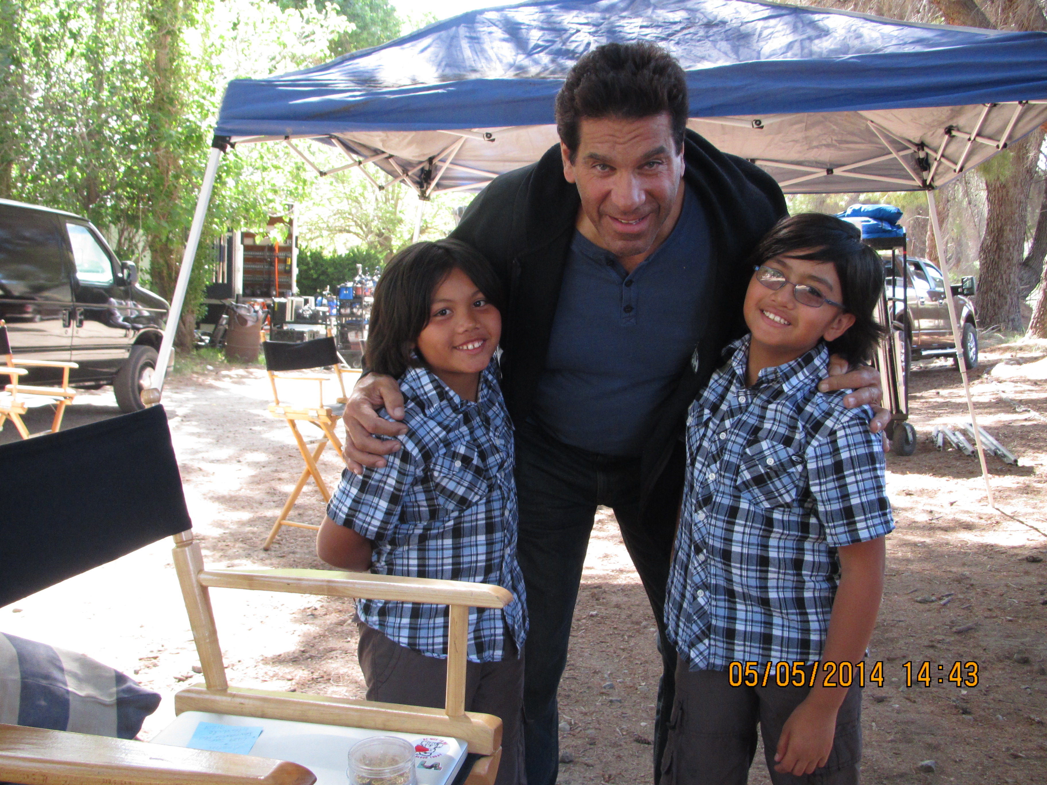 With Lou Ferrigno on the set of The Bandit Hound