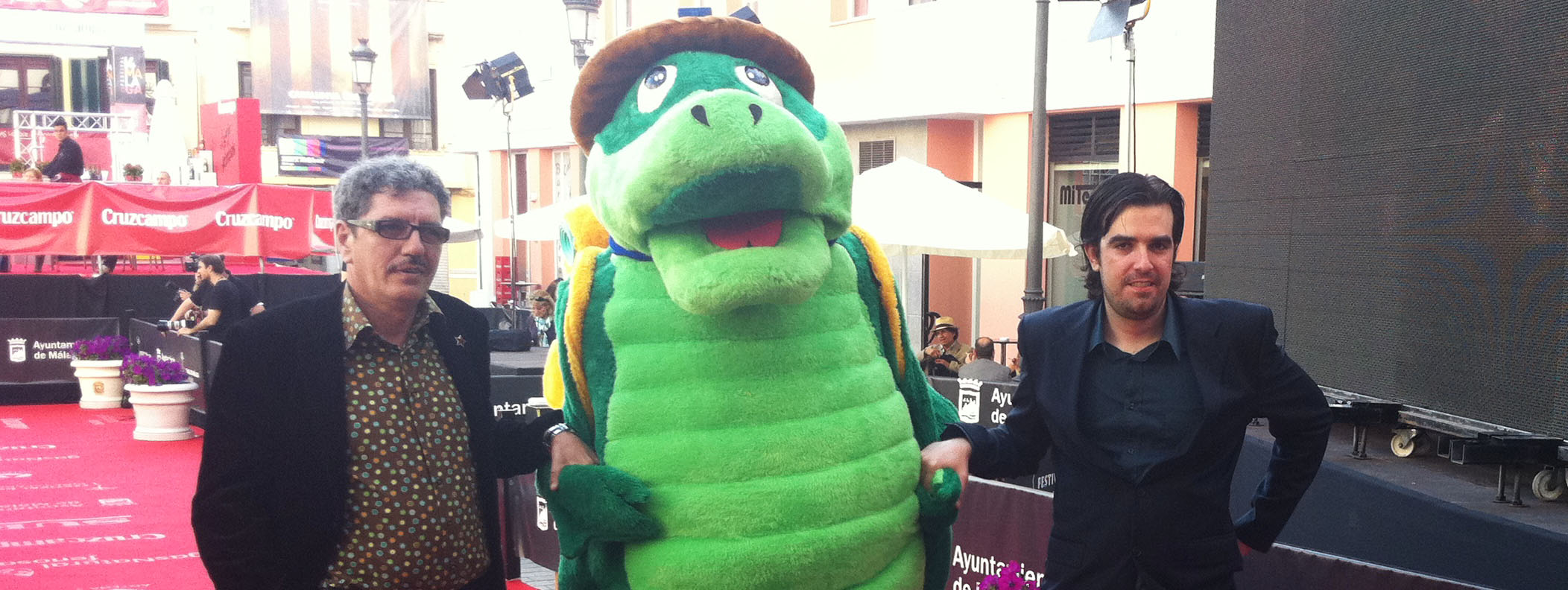 Antonio Dechent, Crocodile Nile (Ernesto Ortega) and Javier Dampierre at the Malaga Film Festival Red Carpet