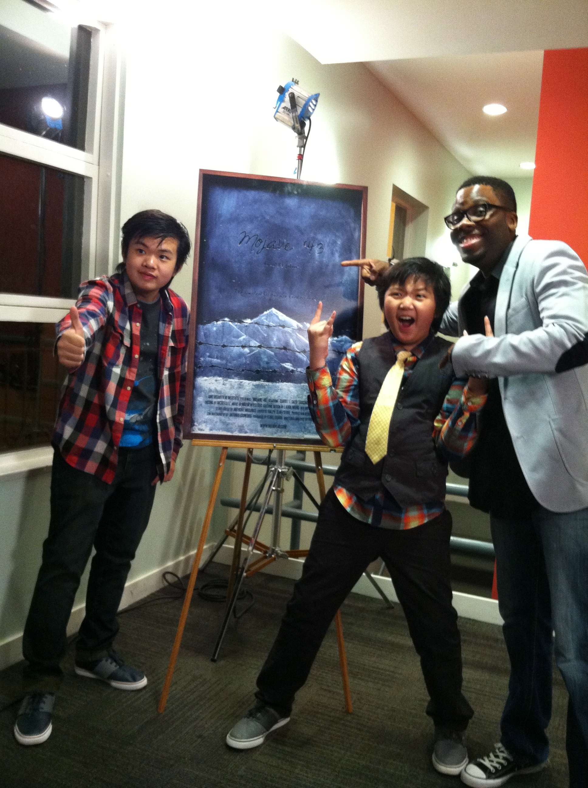 Still Michael Zhang (Lead role), Ralph Jean-Pierre (Editor) with his younger brother Matthew Zhang (Co-star role) in Mojave'43 AFI Thesis Film (2013) premiere.