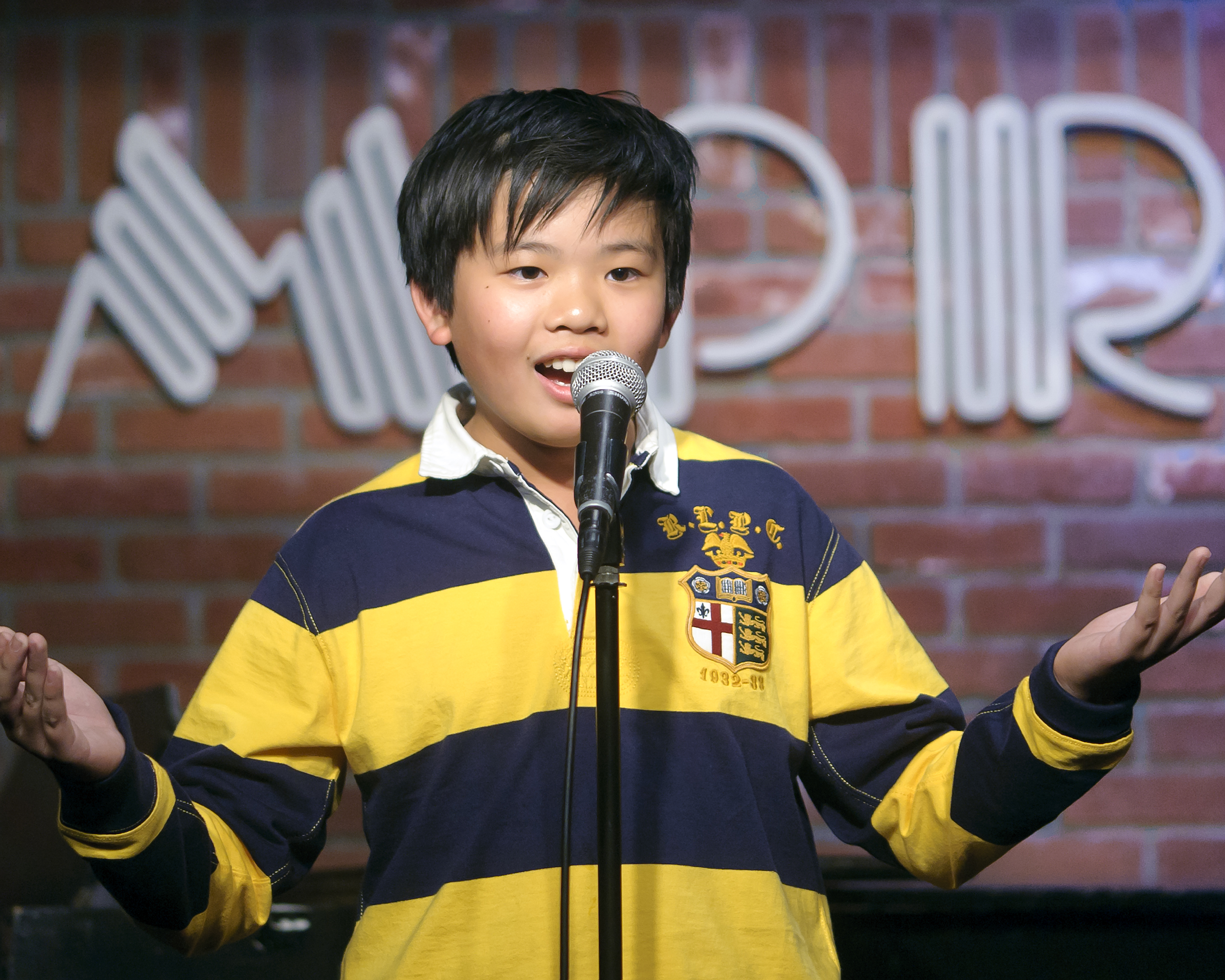 Michael Zhang at the Hollywood Improv, October 2011, with Standing Tall Comedy Kids and Teens.