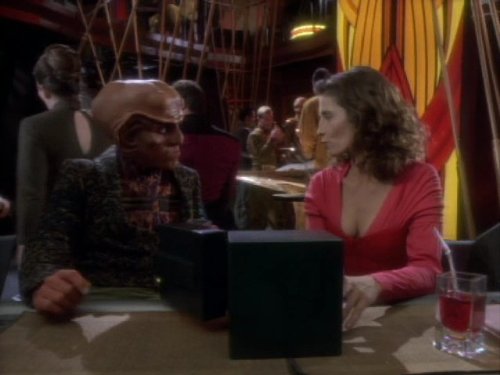 Still of Armin Shimerman and Jennifer Hetrick in Star Trek: Deep Space Nine (1993)
